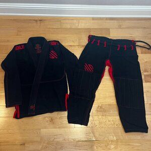 Sanabul 100% Cotton Essential Jiu Jitsu BJJ Gi - Black w/ Red Accents - A0